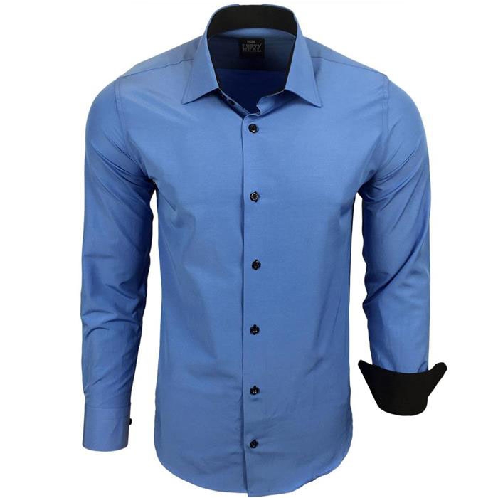 RUSTY NEAL košile pánská R-44 dlouhý rukáv slim fit M, modrá
