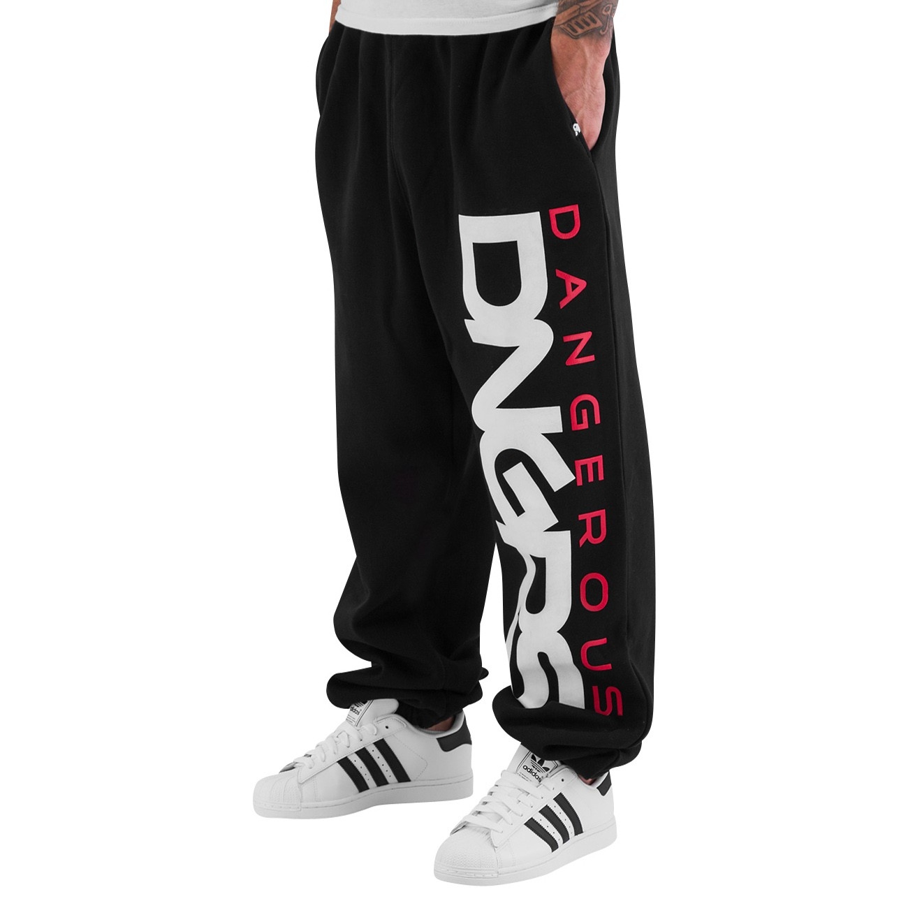 Dangerous DNGRS kalhoty pánské Classic Sweat Pants Black/Red tepláky S, černá